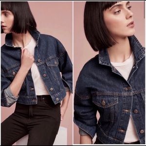 Anthropologie Pilcro Cropped Denim Trucker Jacket